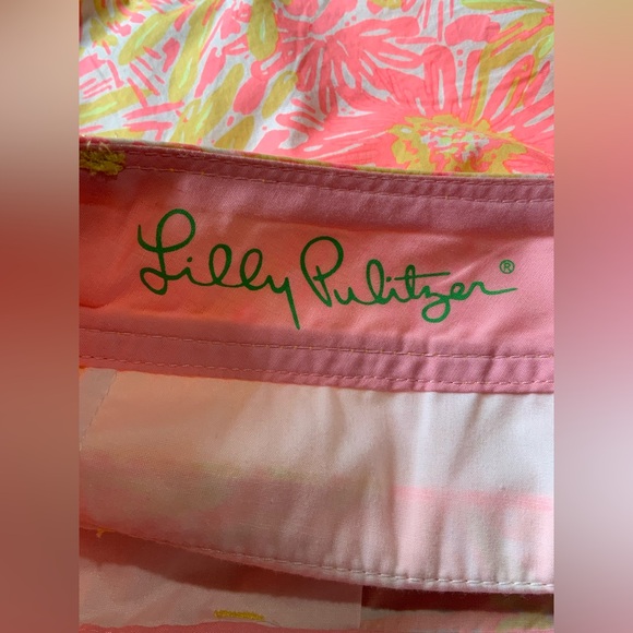 Lilly Pulitzer Buttercup Pink & Yellow Floral High Waist Shorts w/scalloped hem - Picture 3 of 6